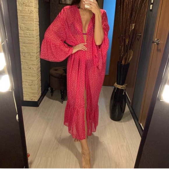 02 Boho Gypsy pink fuchsia Beach Cover up - Picture 2 of 6